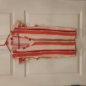 Loft Outlet Peach Toned Ruffle Sleeveless, V Neck, Top, Medium